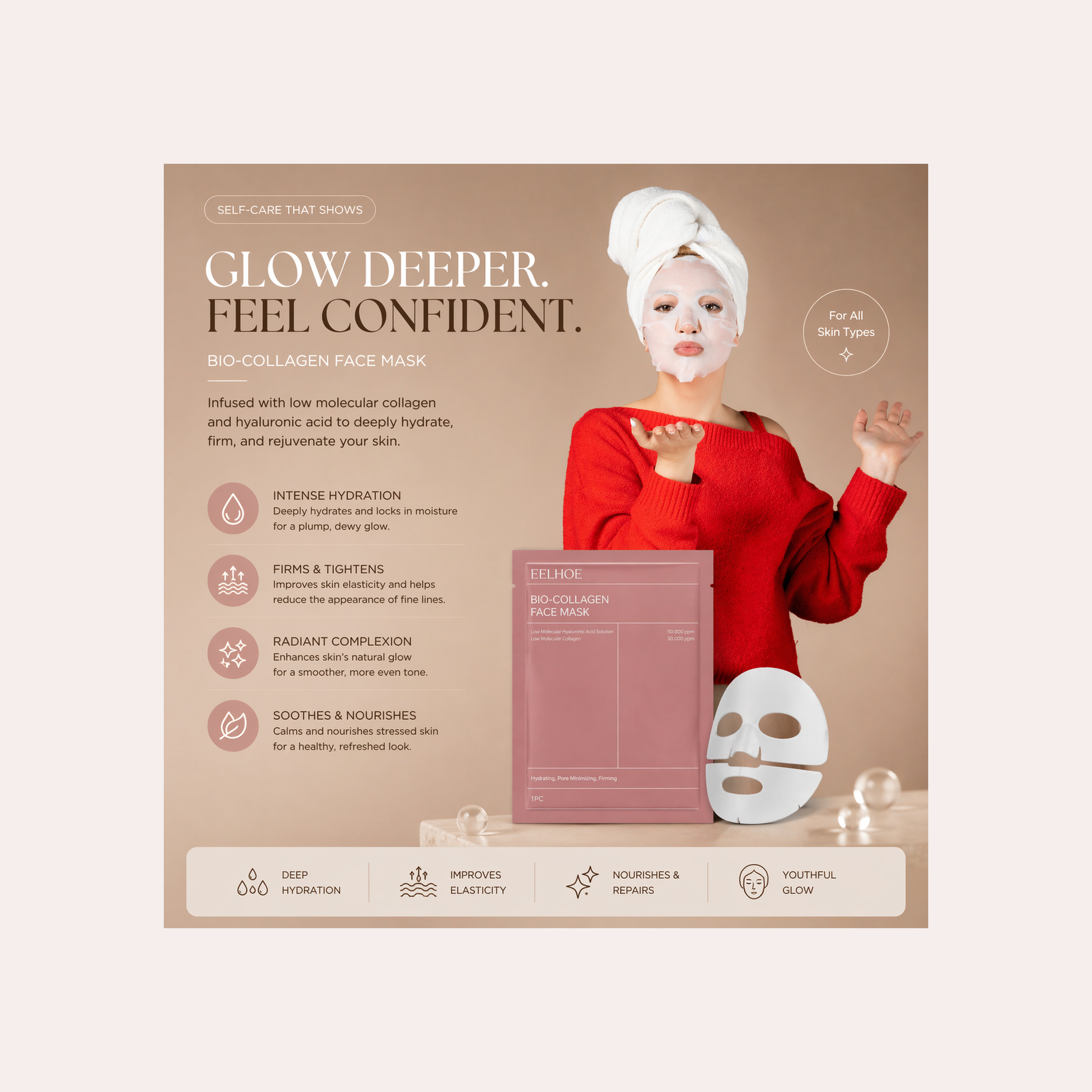 Hydrating Collagen Face Mask 10Pack