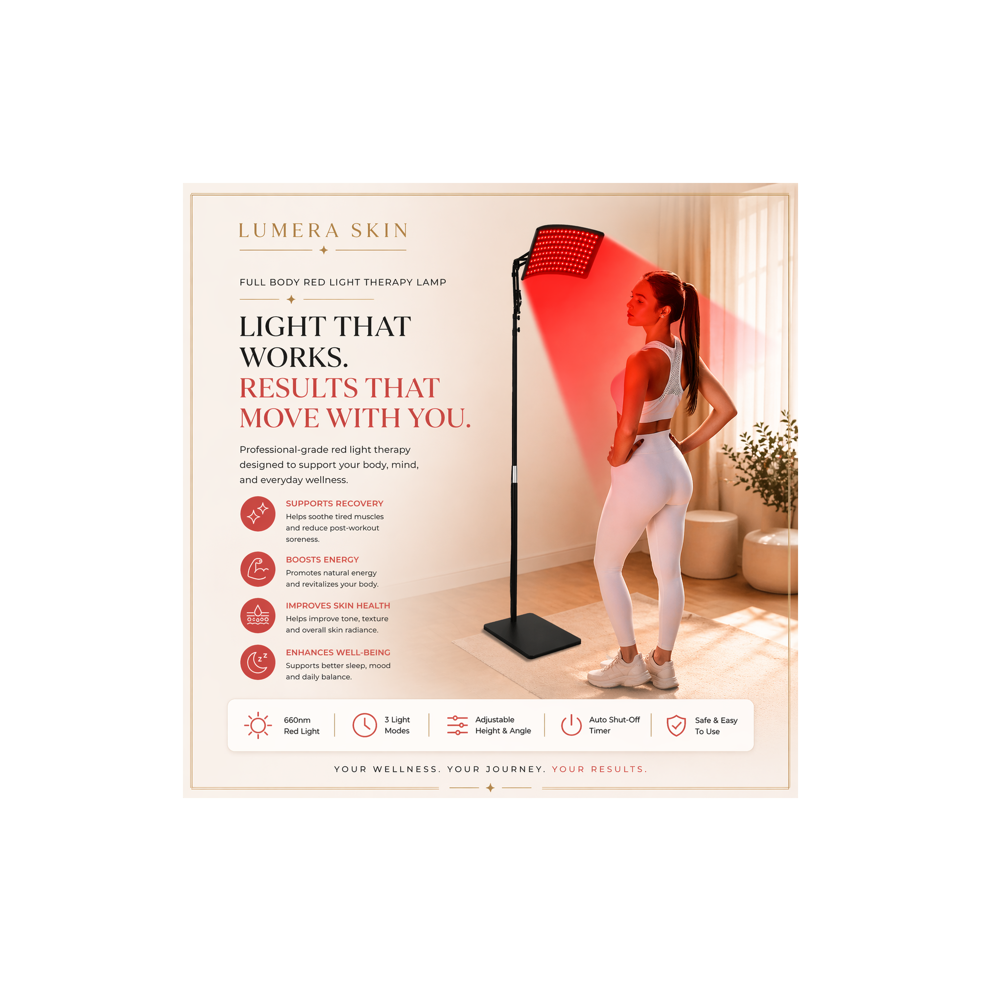 Red Light Therapy Body Lamp with Stand